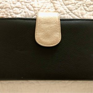 BNWOT Leather Black/Gold Clutch/Wallet